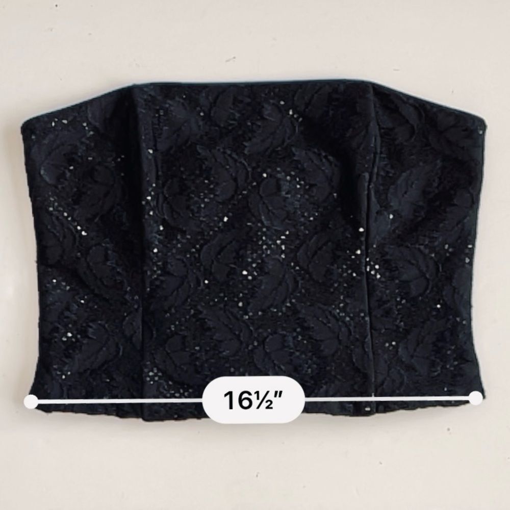 Jessica McClintock Vintage Black Leaf Pattern Lace Sequin Corset Zipper Size 12 - Picture 5 of 11